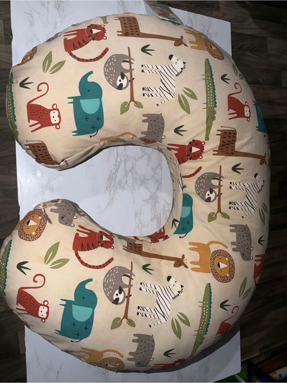 Neutral Safari Animal Nursing Pillow - Multicolor
